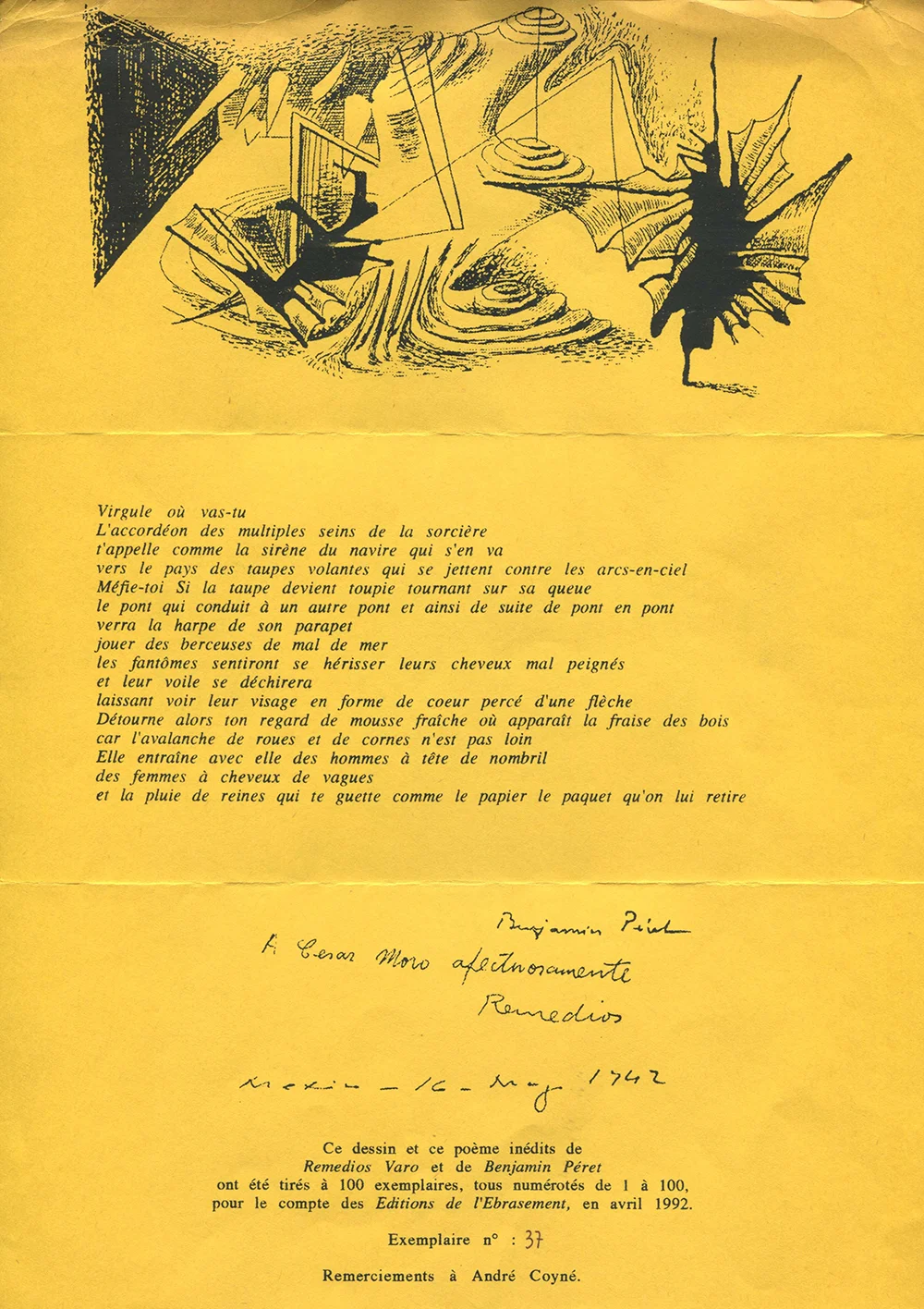 Fotografía de documento de una carta de Remedios Varo escrita 1942
